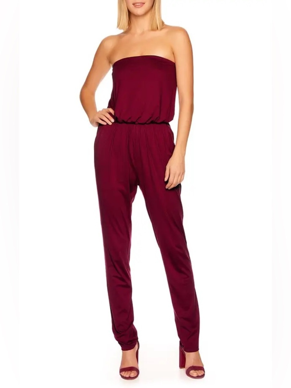 NWT Susana Monaco Strapless Skinny Jumpsuit 32β in Raspberry Inseam (0232, 0233)